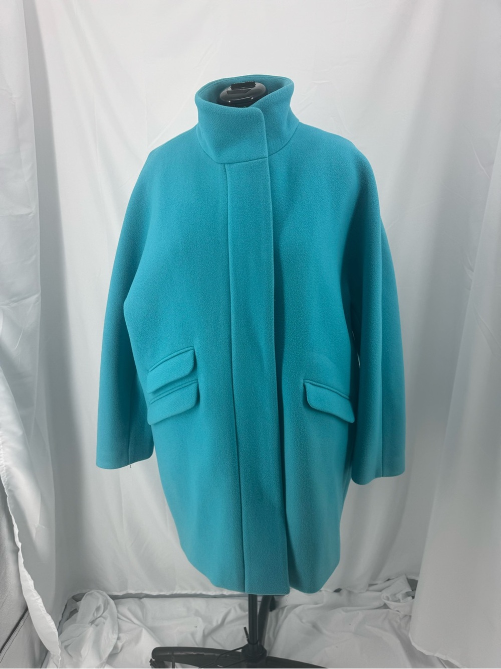 J. Crew Turquoise Funnel-Neck Wool Winter Stadium Coat